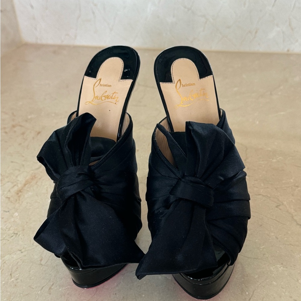 Christian Louboutin Black Platform Slingback Shoes